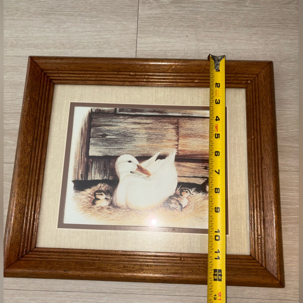 CottageCore Duck Framed Art Print - White Duck with Ducklings✨🪿